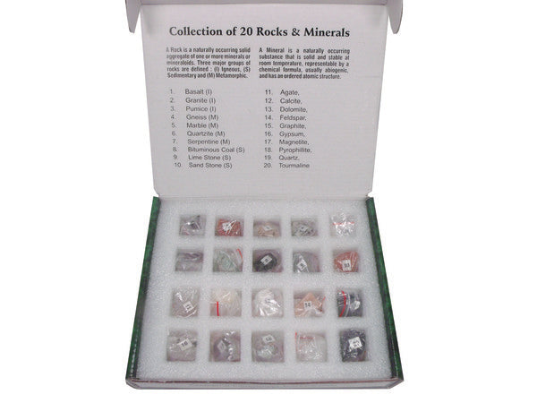 Laboratory Hands-On Engineering Model Rock And Mineral Collection, 20 Spe... | UNROCMIN20