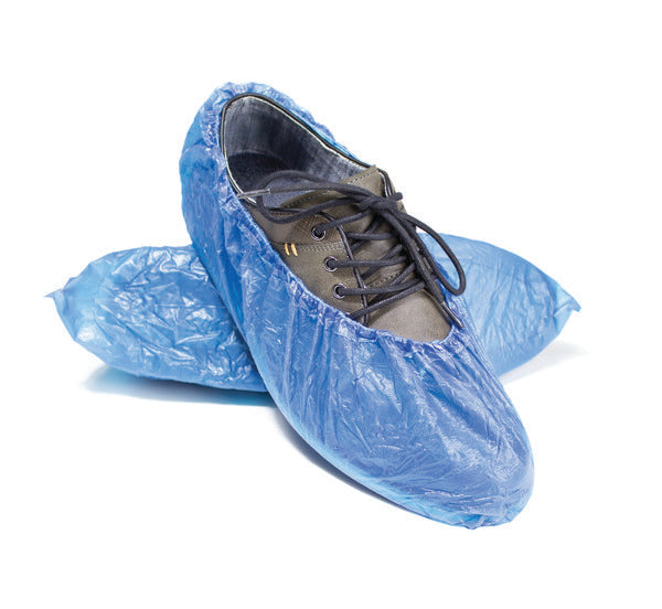 Industrial Instructional Disposable Shoe Covers, CPE, Blue, Pair | United... | UNSC01-CPE