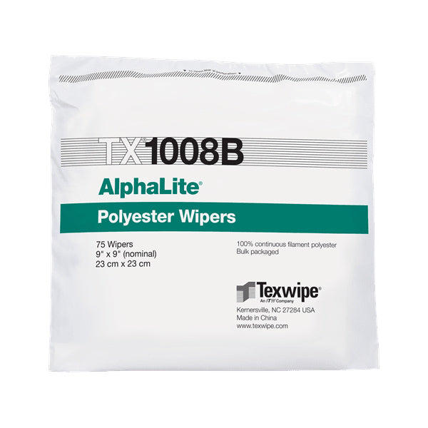 AlphaLite bulk packed 9" x 9" lightweight, knitted polyester wipers, 1500 wipers/Cs - TX1008B