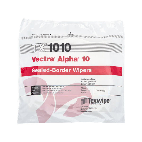 Vectra Alpha 10 9" x 9" double-knitpolyester, sealed-border wipers, 1000 wipers/Cs - TX1010