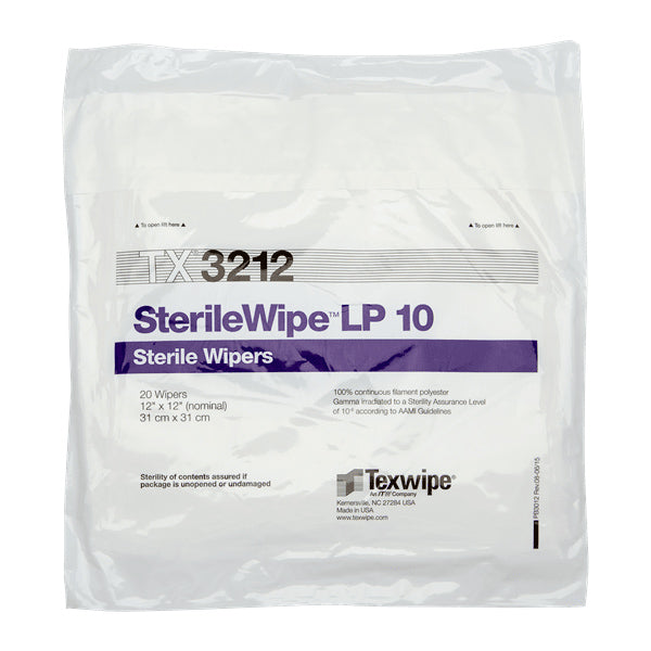 Sterile Wipe LP 10 12" x 12" polyester knit wipers with sealed borders, 500 wipers/Cs - TX3212